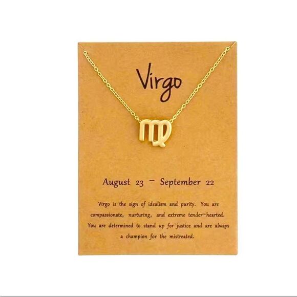NWT ZODIAC NECKLACE IN VIRGO ♍️ MEASUREMENTS: 10mm/0.394 in 40+5 cm - Picture 1 of 1
